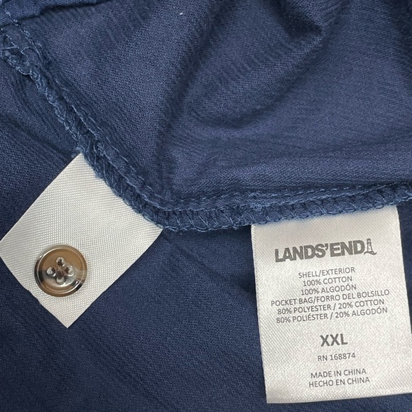 LANDS' END Blue Button Front Belted Long Roll Tab Sleeve Corduroy Dress Sz: XXL - Picture 13 of 14